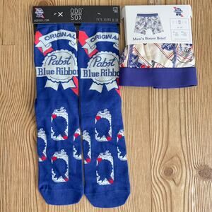 Pabst Blue Ribbon Men's Boxer Brief Size M & matching ODD SOX Crew Socks - NEW!